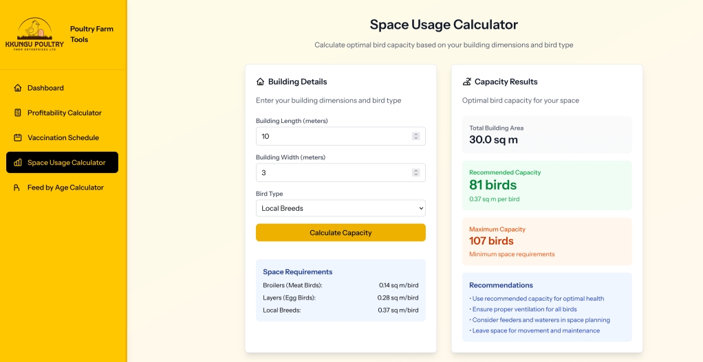 Space Usage Calculator